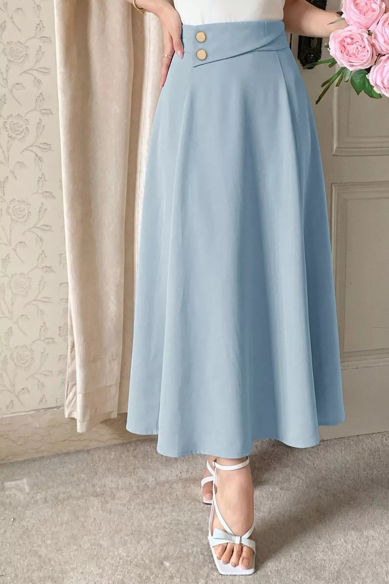 Light blue A line midi skirt front view