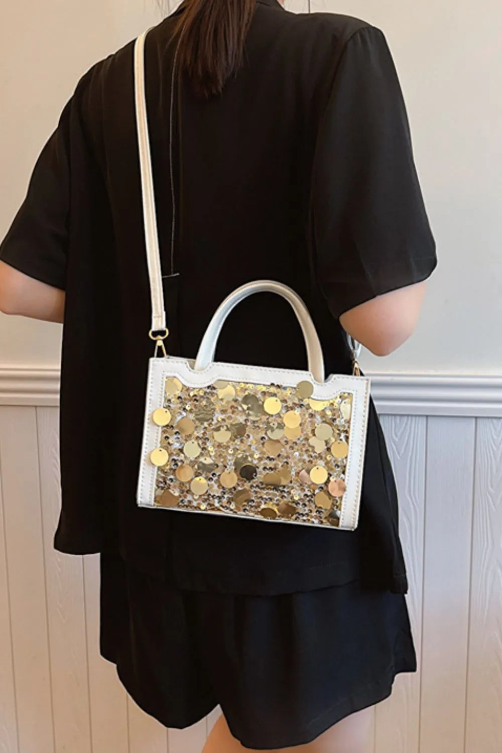 Faux Leather Sequin Handbag view 8