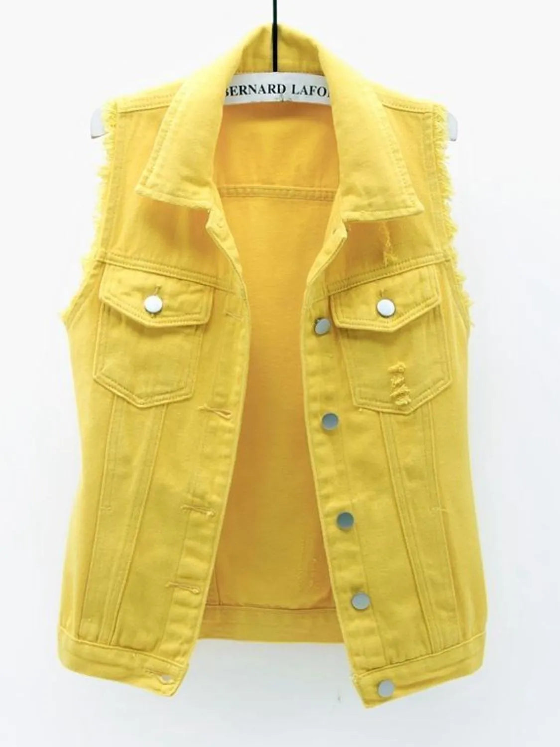 Frayed Denim Vest Plus Size in Blush Pink view 12