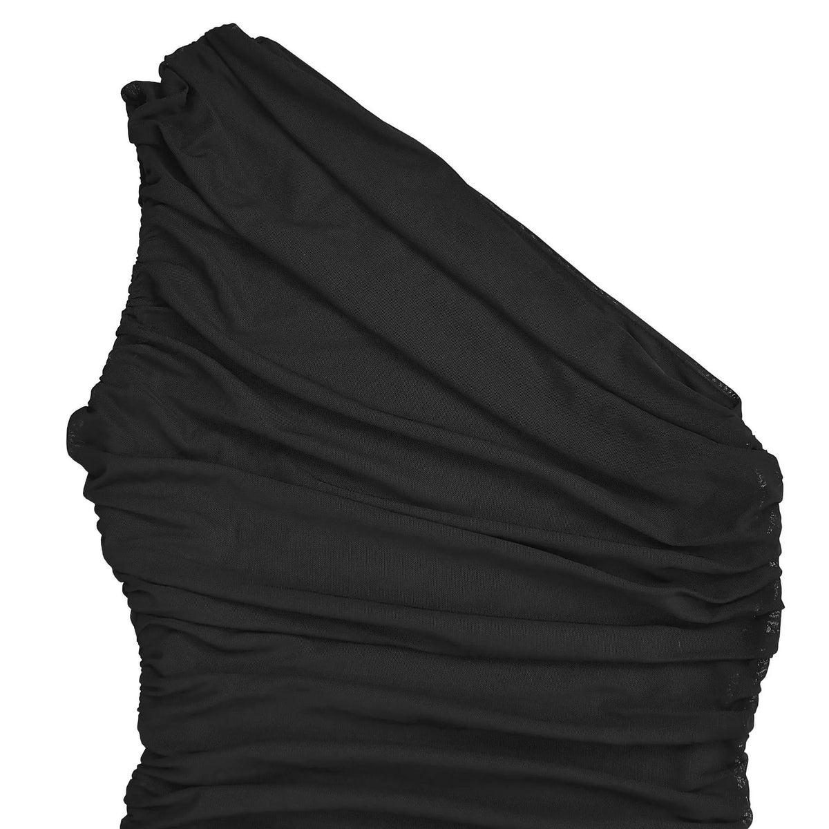 One shoulder ruched bodycon maxi dress front view