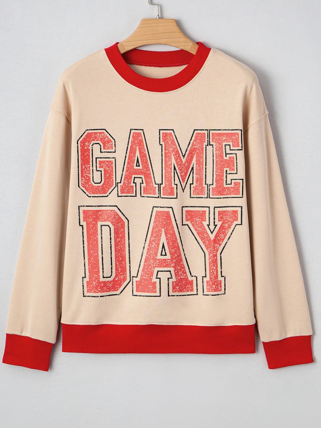 GAME DAY Letter Graphic Round Neck Sweatshirt - Fashorio