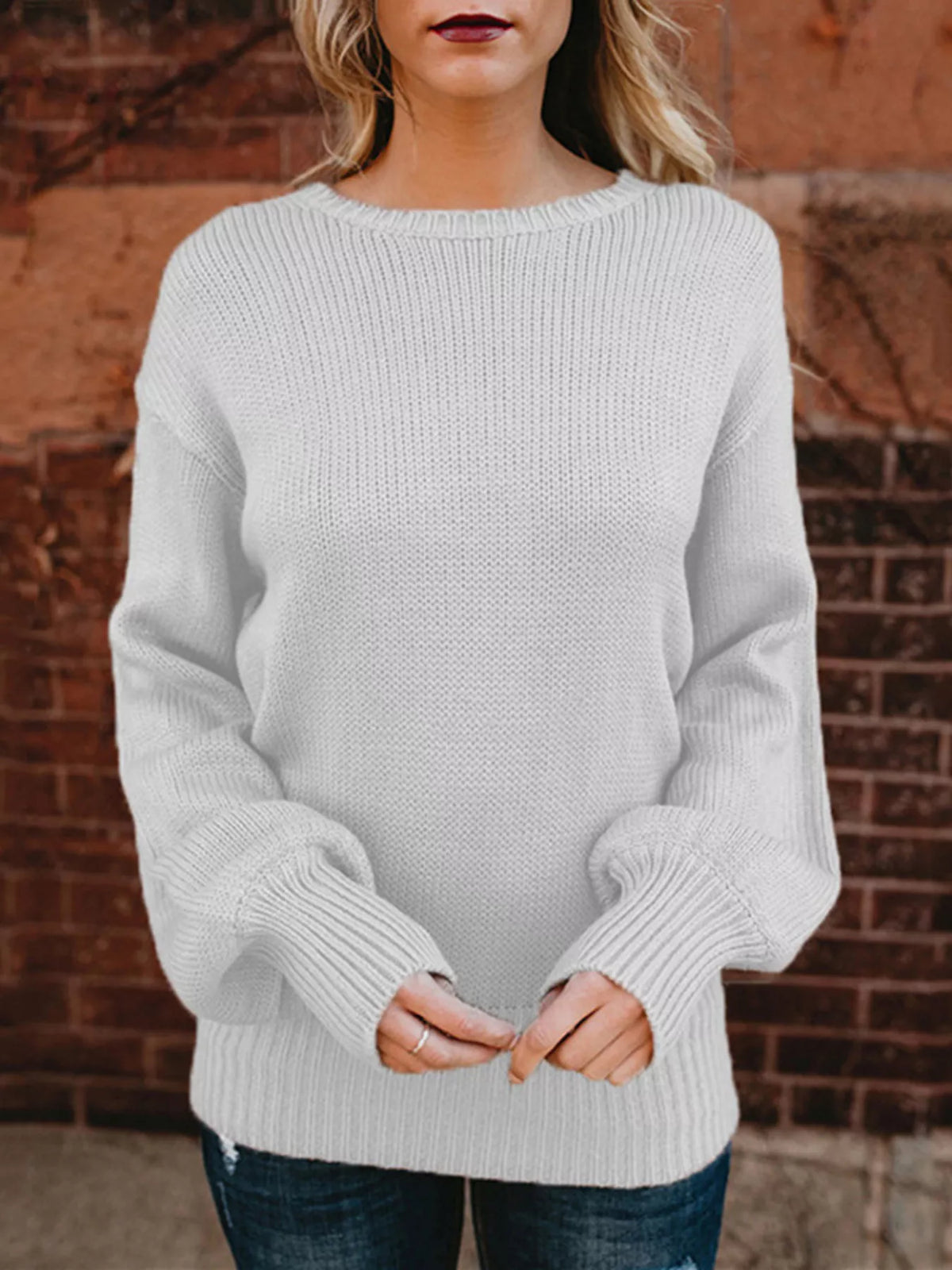 Tied Back Long Sleeve Sweater front view