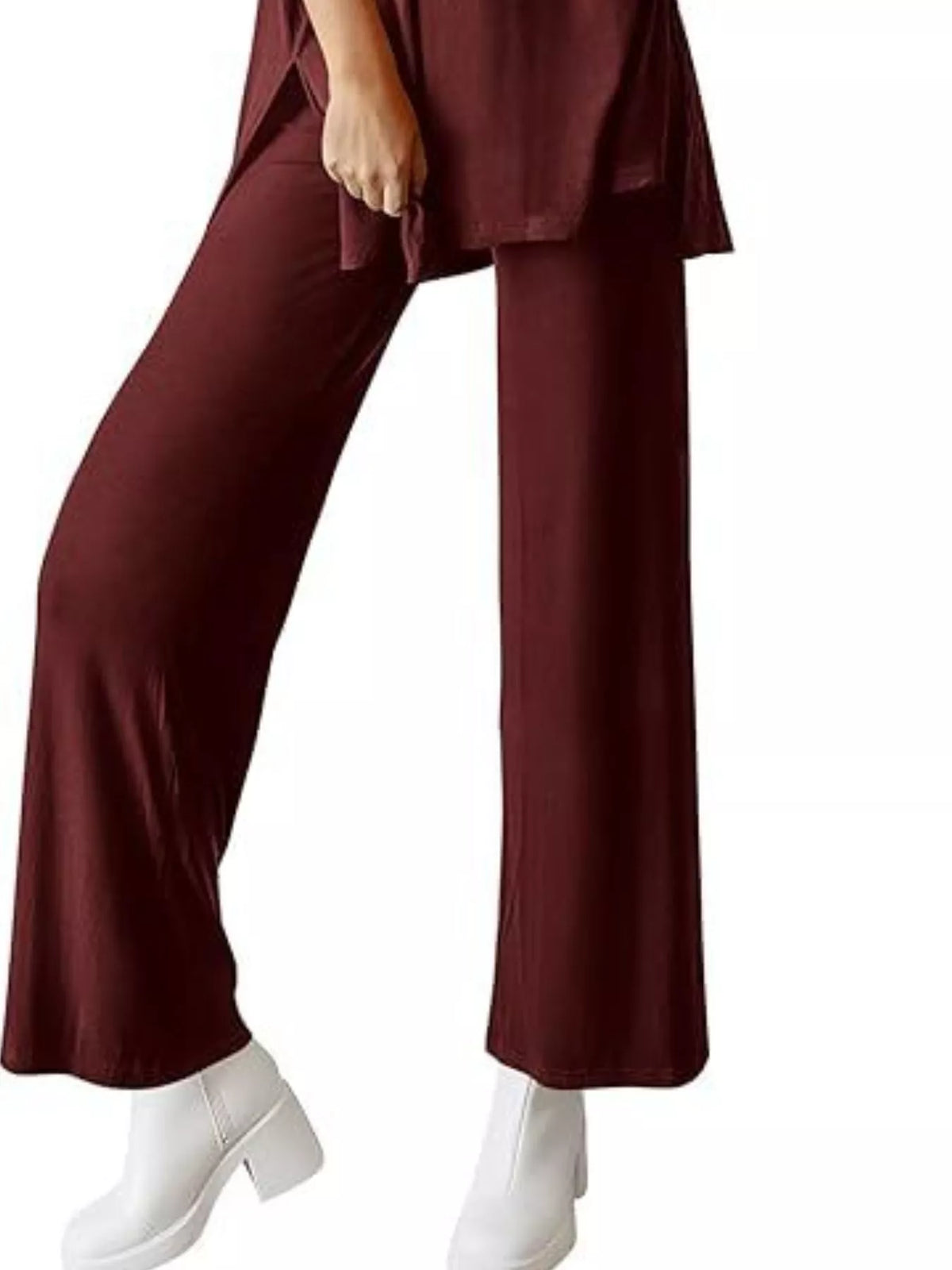 Relaxed Fit Round Neck Top and Pants Set, view 28