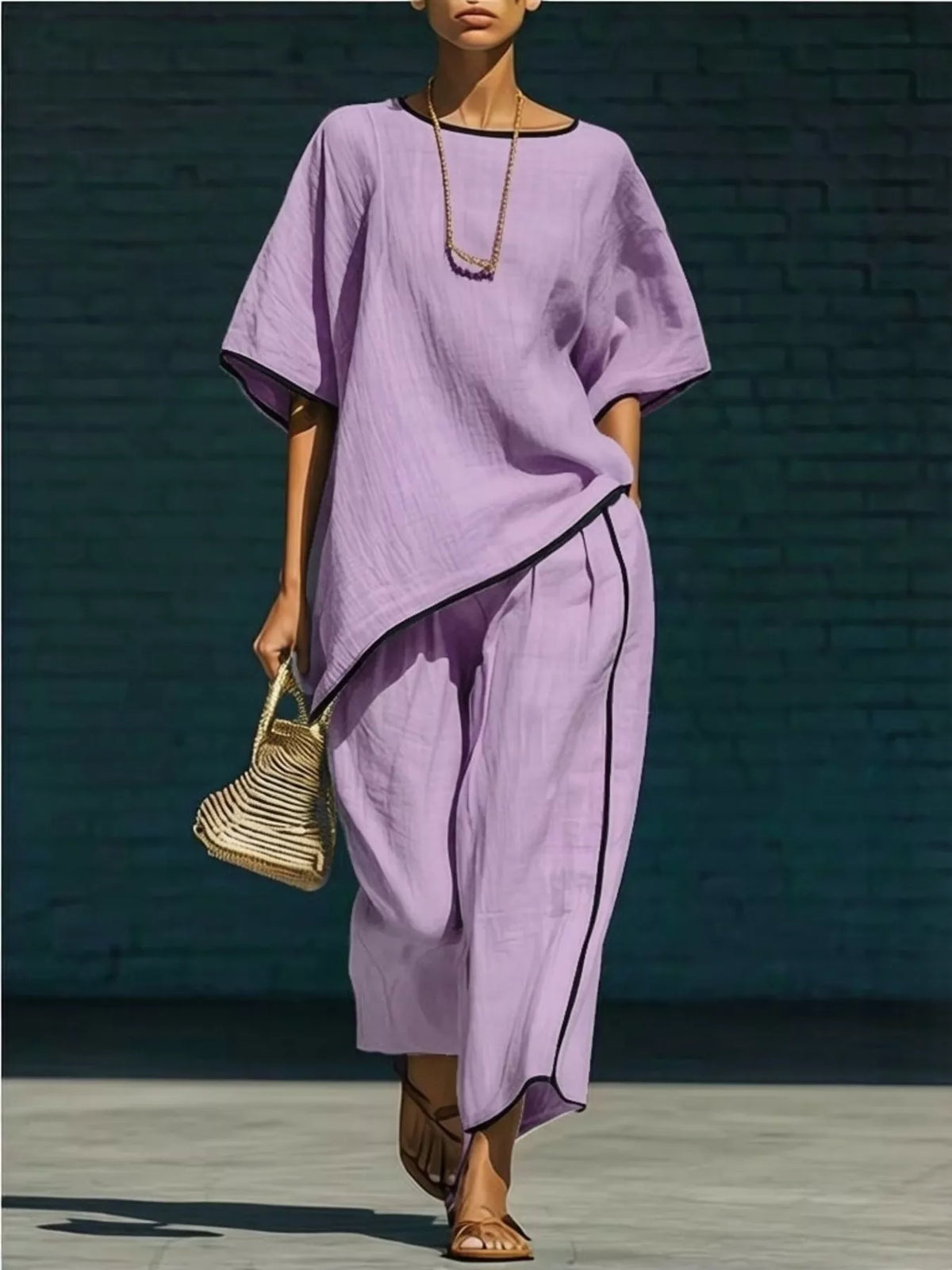 Two piece round neck set color variant