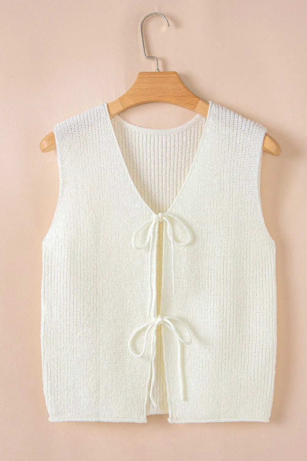 Double Tie V Neck Sweater Vest - Fashorio