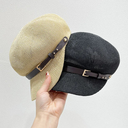 Straw Woven Buckle Hat - Fashorio