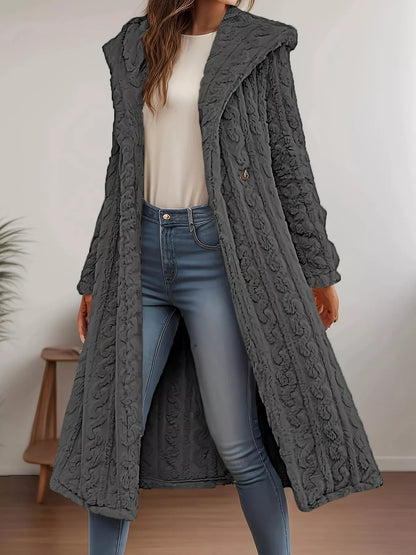 Sherpa Longline Hooded Coat Grey - Fashorio