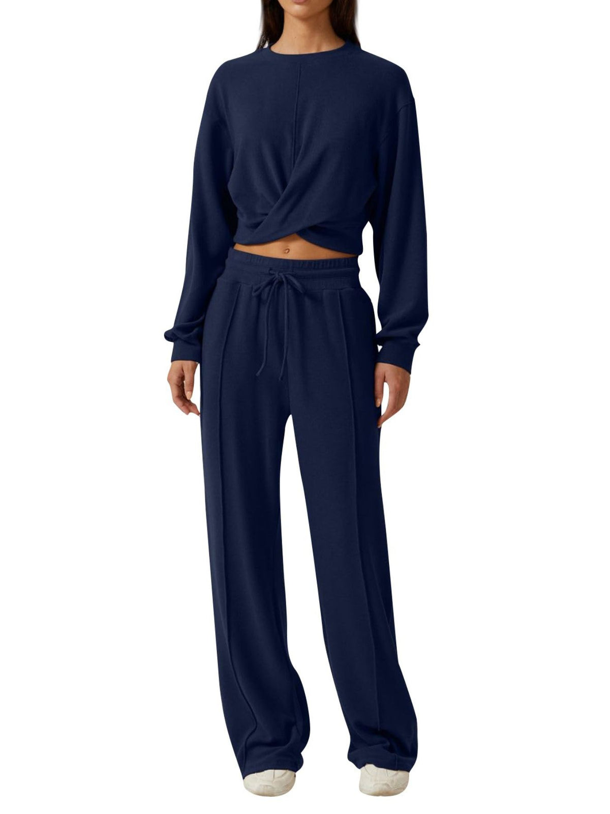 Twist Front Long Sleeve Top and Pants Set, view 10