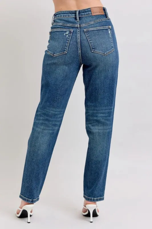Judy Blue Full Size High Waisted Rigid Magic Non-destroy Straight Leg Jeans Plus Size - Fashorio