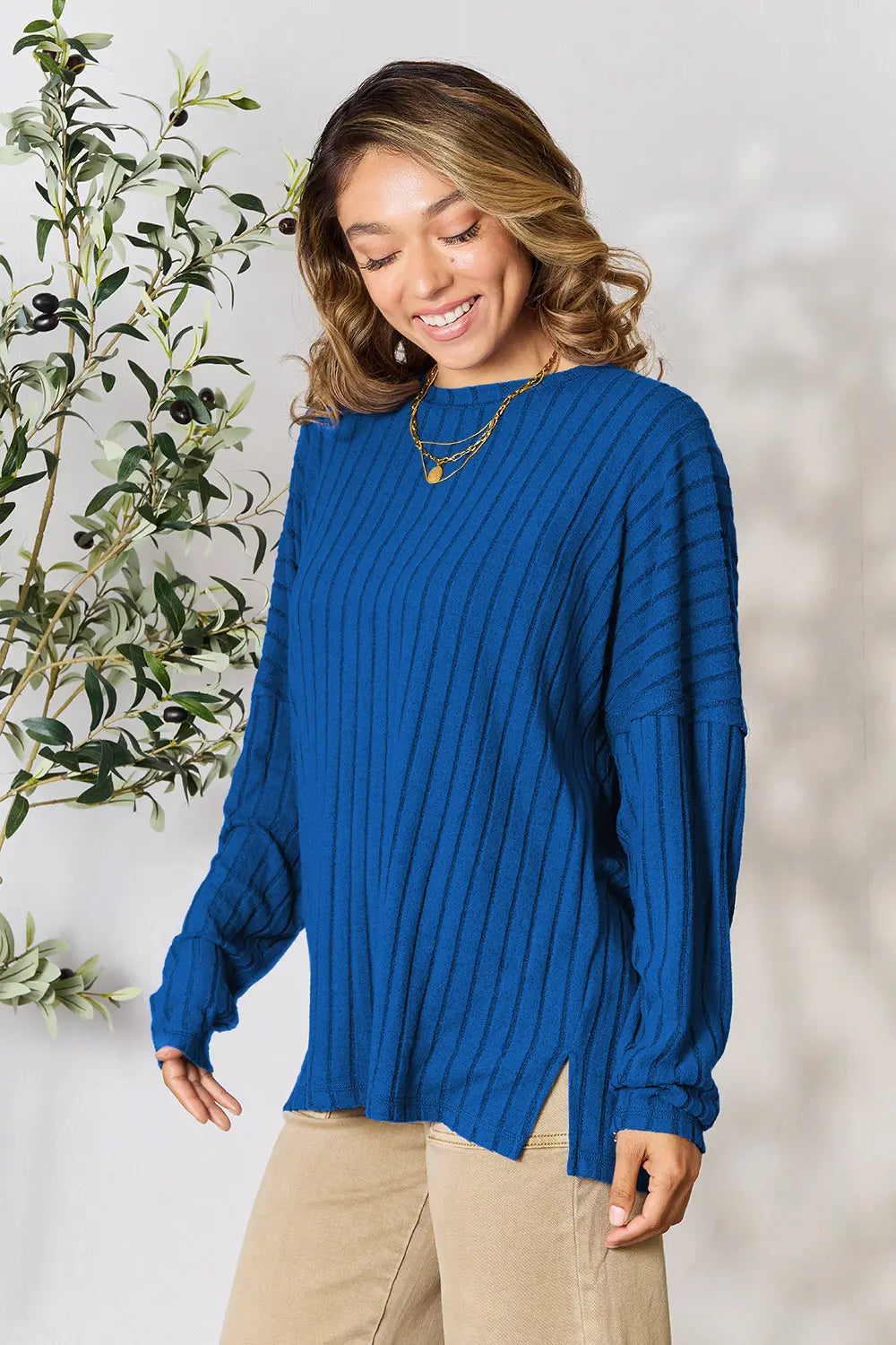 Ribbed knit top back view