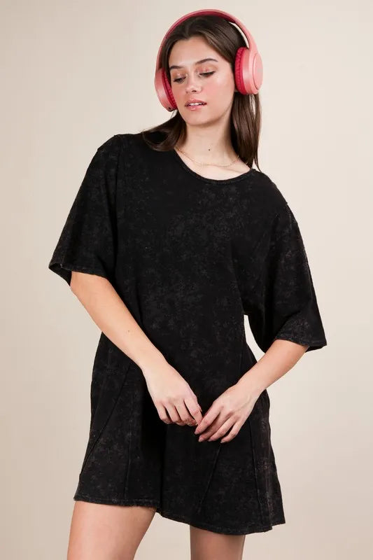 Mineral Washed Oversized Knit Comfy Romper styled look