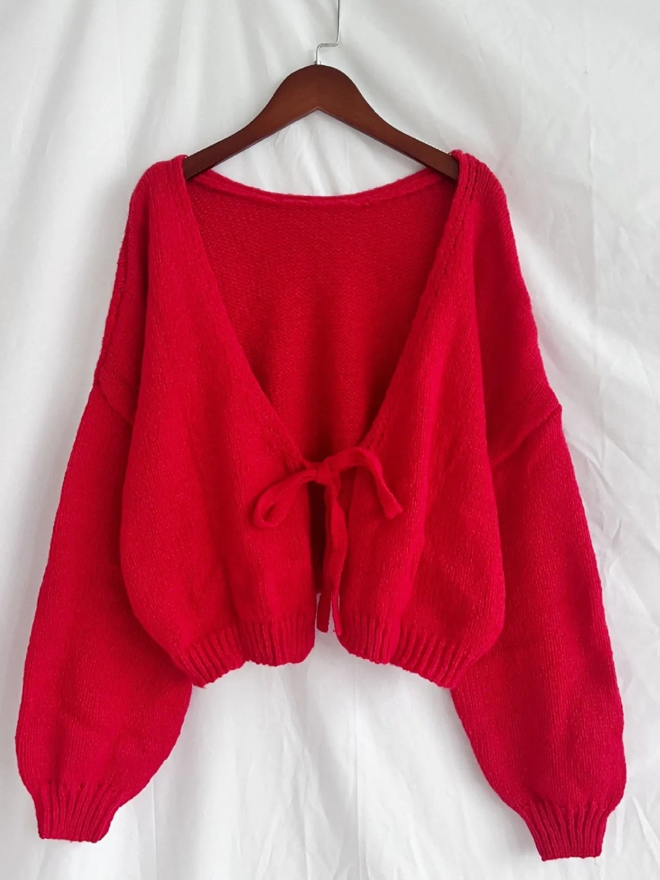 Tied Drop Shoulder Cardigan - Fashorio