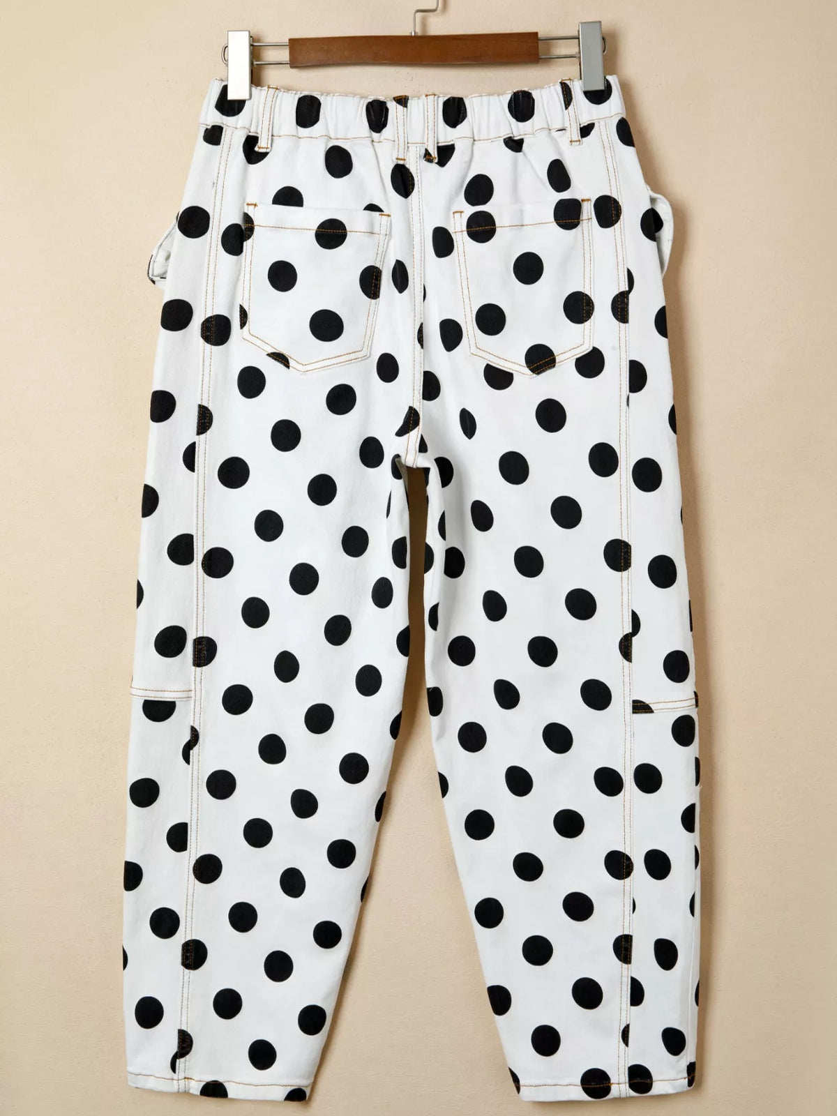 Polka dot high waist jeans styled