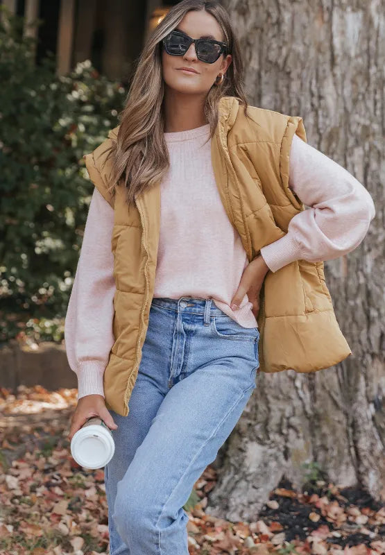 Zip Up Vest Coat with Pockets - Fashorio