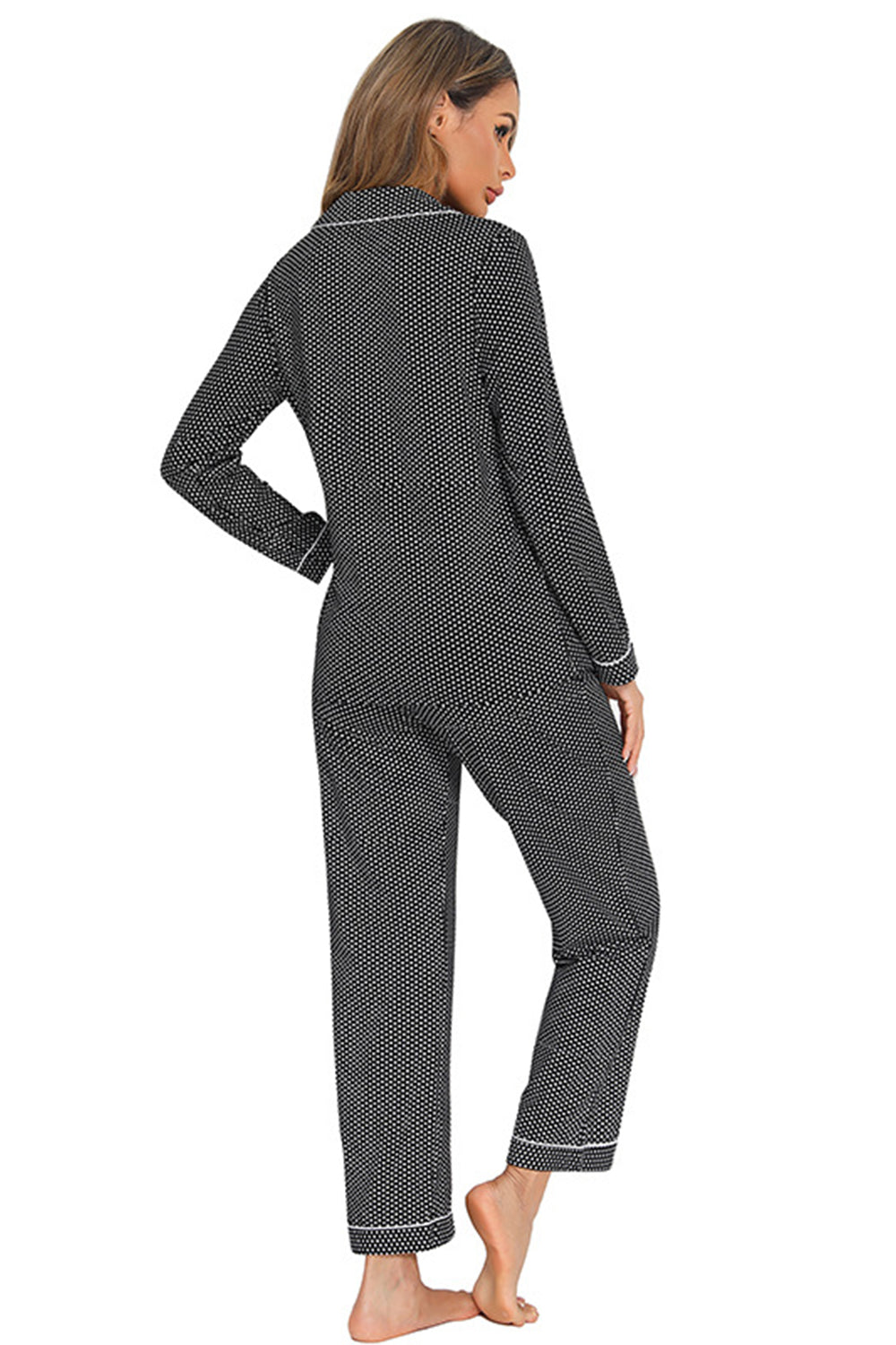 Collared Neck Loungewear Set with Pocket - Fashorio