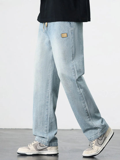 Men's Plus Size Washed Straight Leg Jeans - Fashorio
