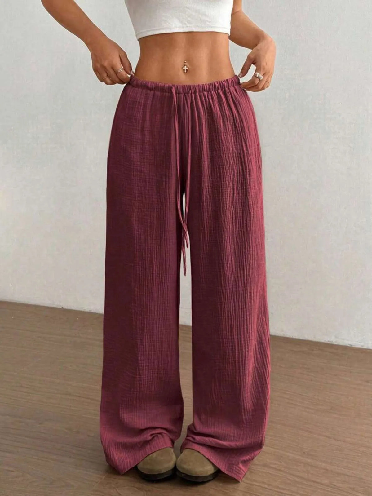 Wide Leg Casual Pants with Stretch, view 26
