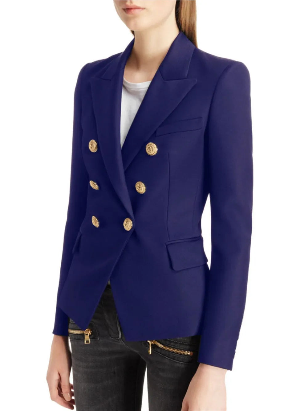 Lapel Collar Long Sleeve Blazer - Fashorio