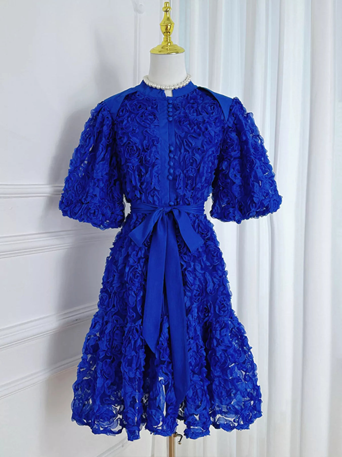 Embellished puff sleeve dress alternate colorway