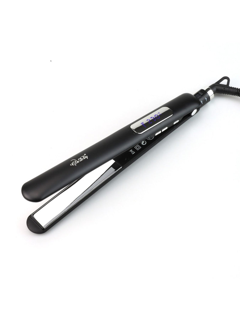 Adjustable temperature hair straightener in black