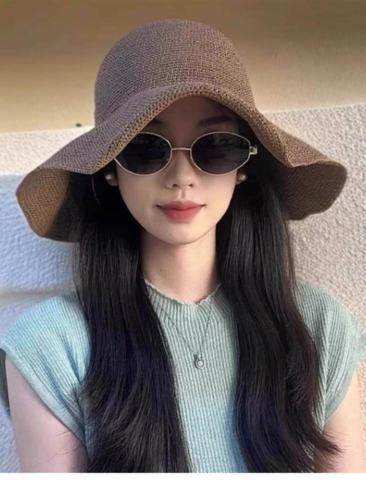 Wide brim sun hat shown in an alternate colourway