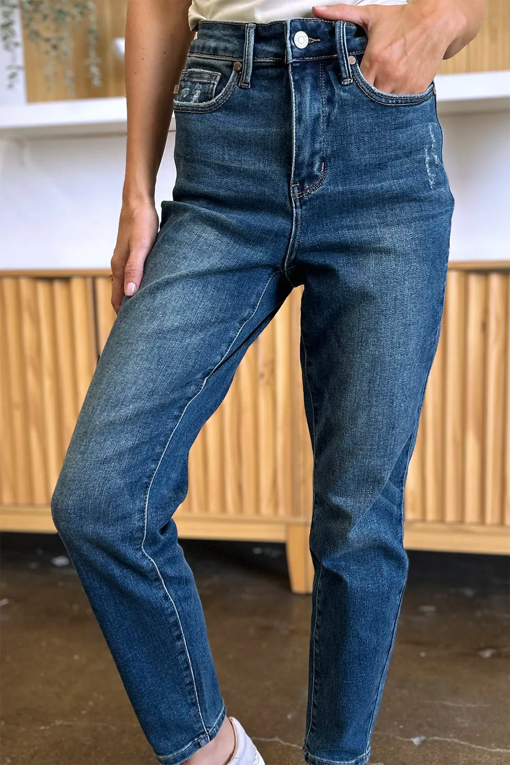 Judy Blue Full Size Tummy Control High Waist Slim Jeans - Fashorio