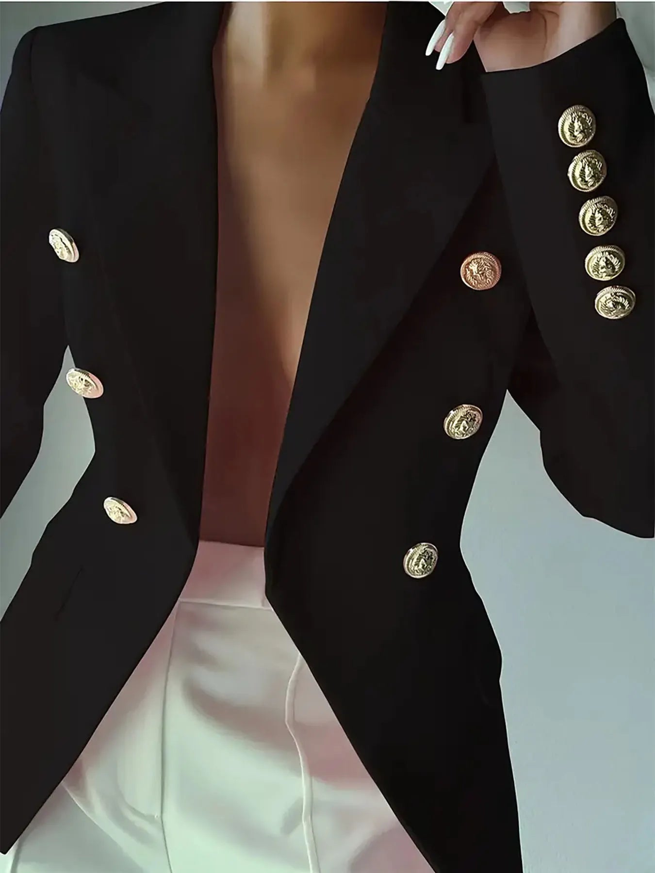 Decor Button Lapel Collar Blazer - Fashorio