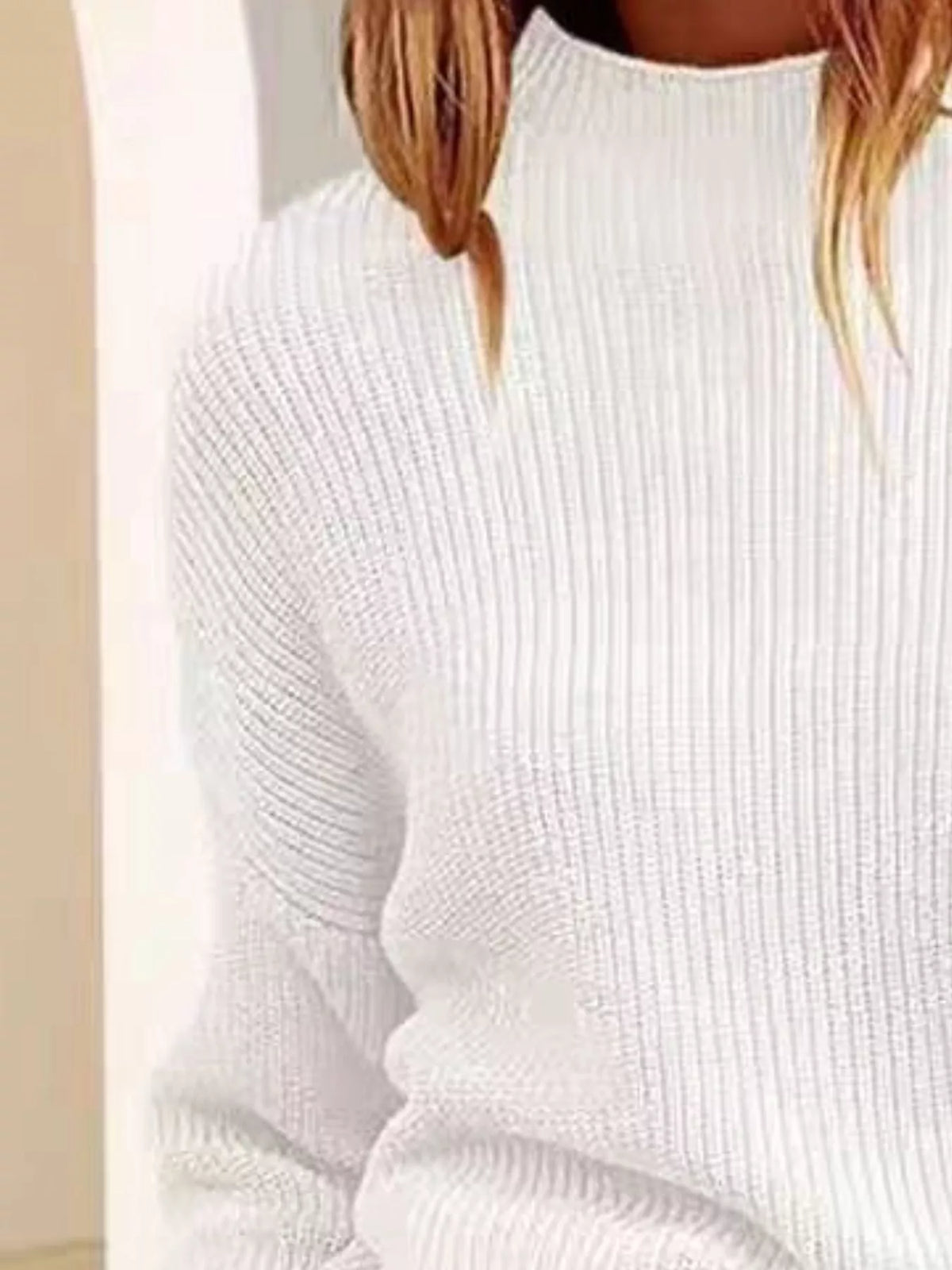 pocket detail dropped shoulder ribbed sweater styled on model
