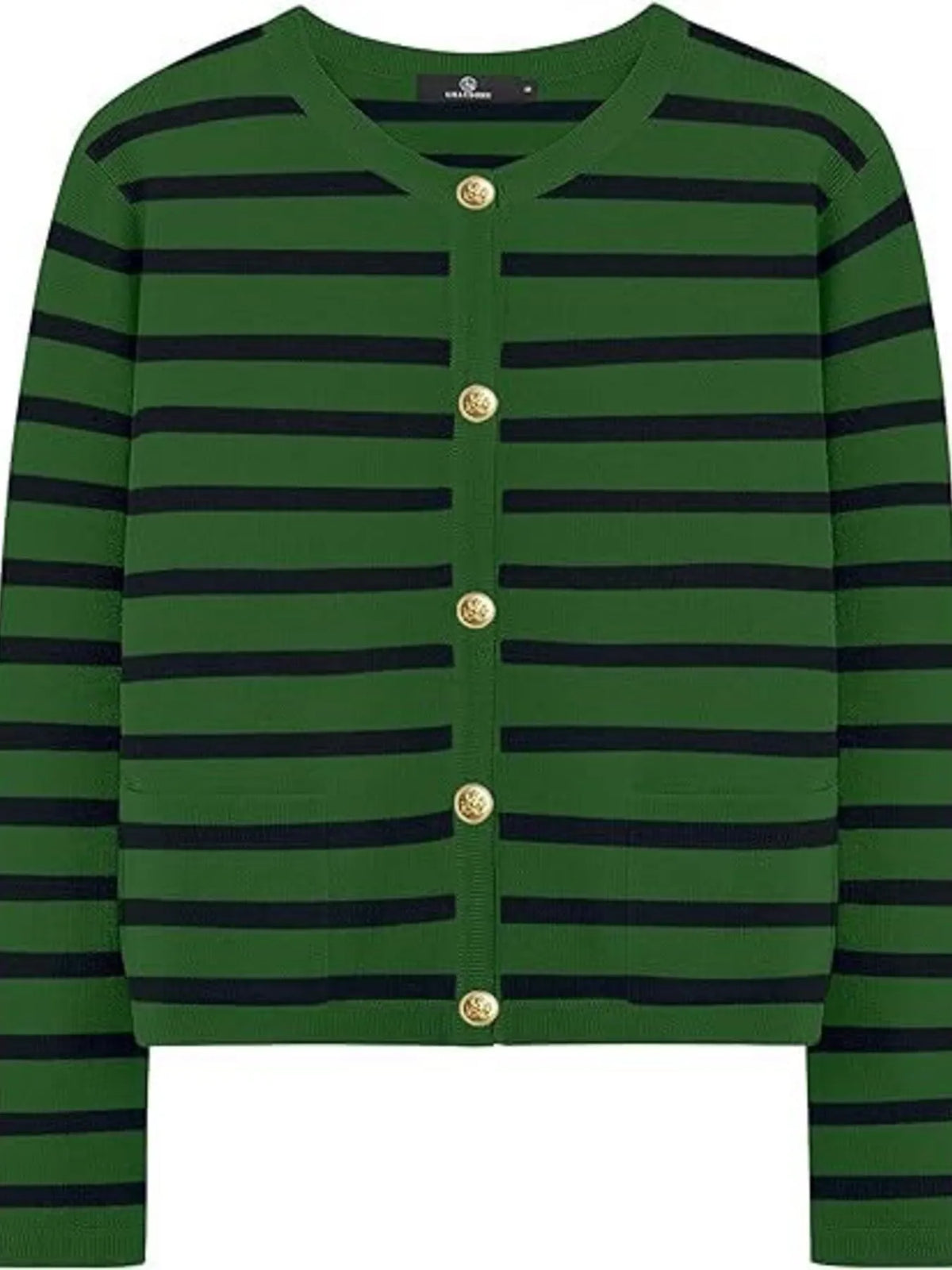 striped button up cardigan sleeve detail