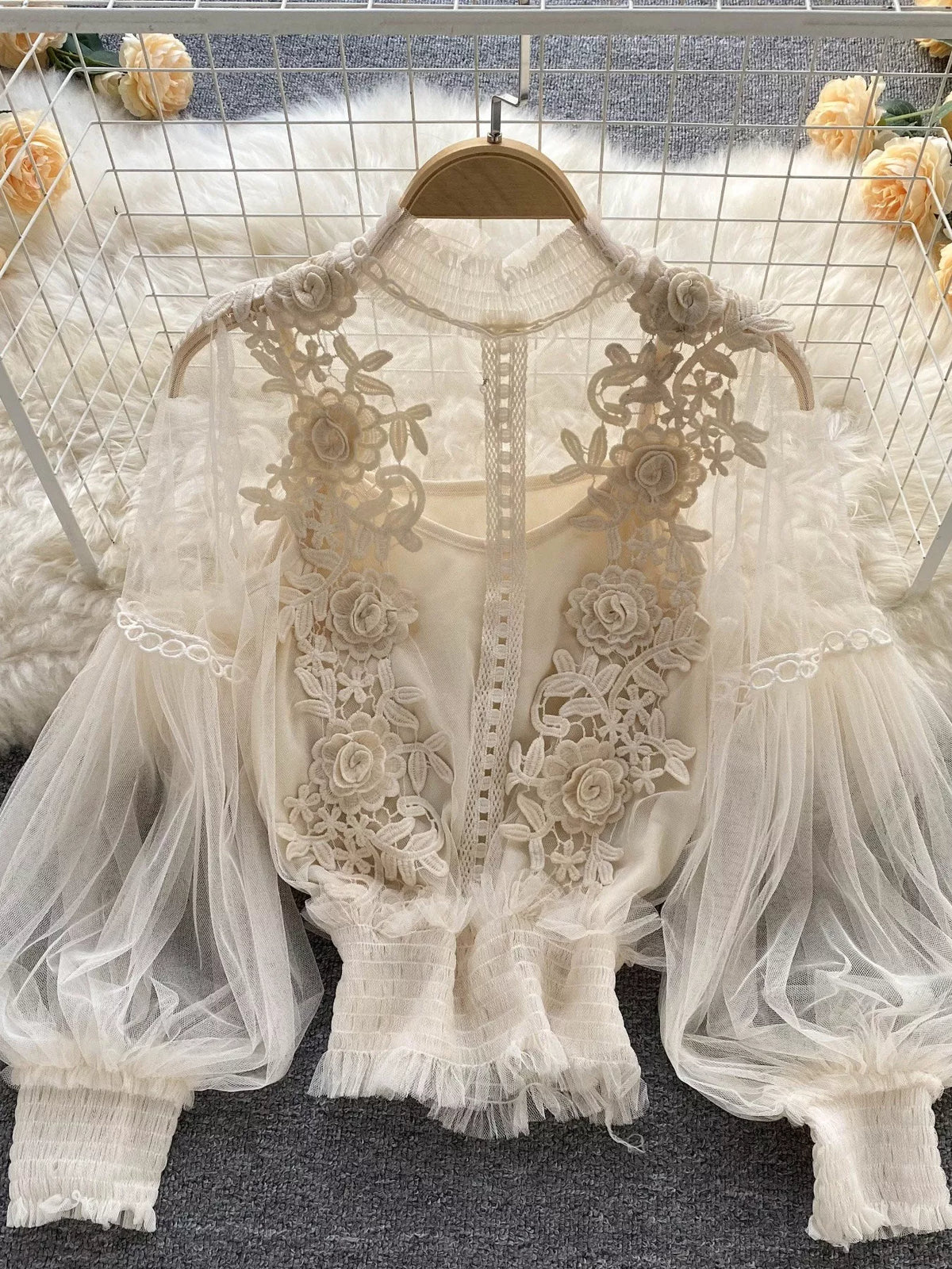 Floral Lace Blouse and Cami Two Piece Set, view 8