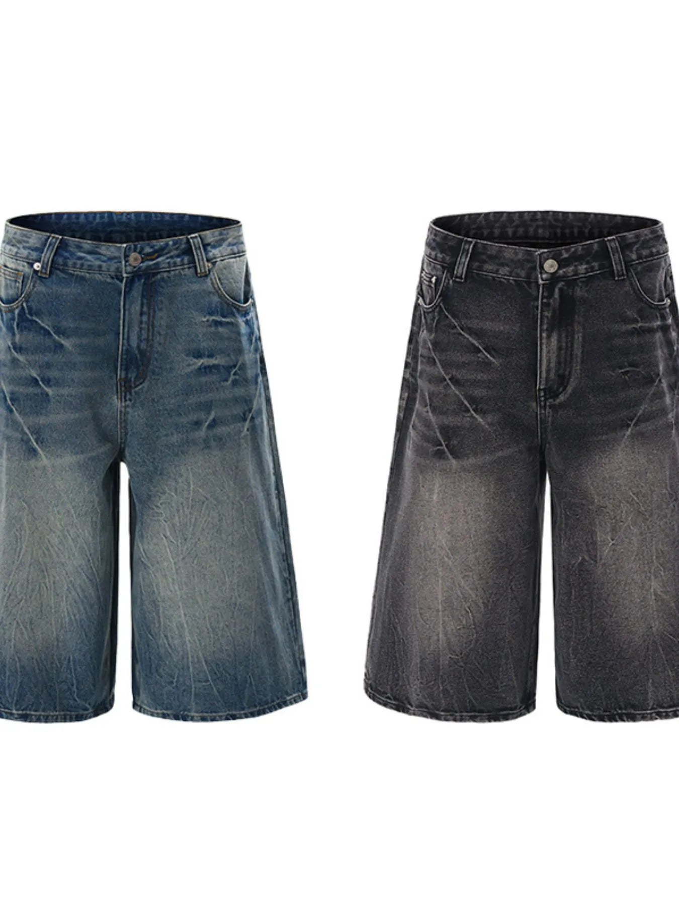 Men's Wide Leg Washed Denim Shorts - Fashorio
