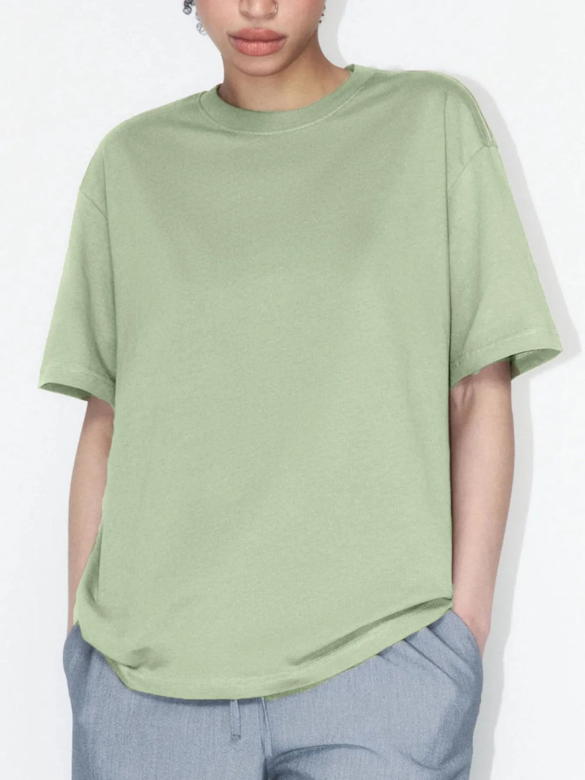 Oversized Round Neck Short Sleeve Top, view 7