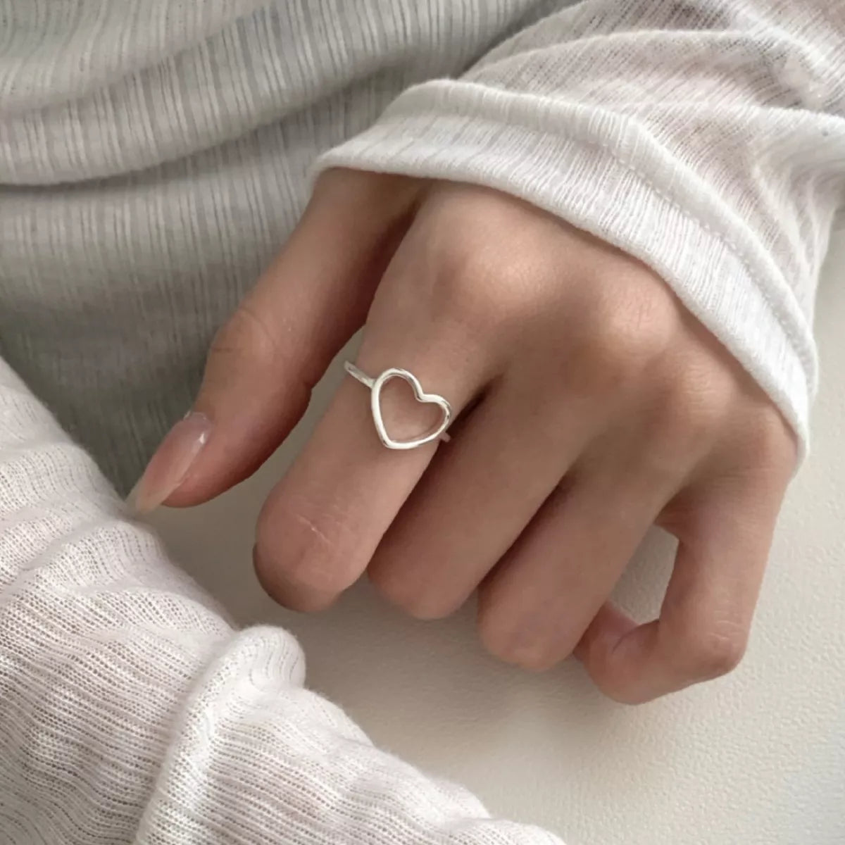 Heart open ring close up of the open gap in the band