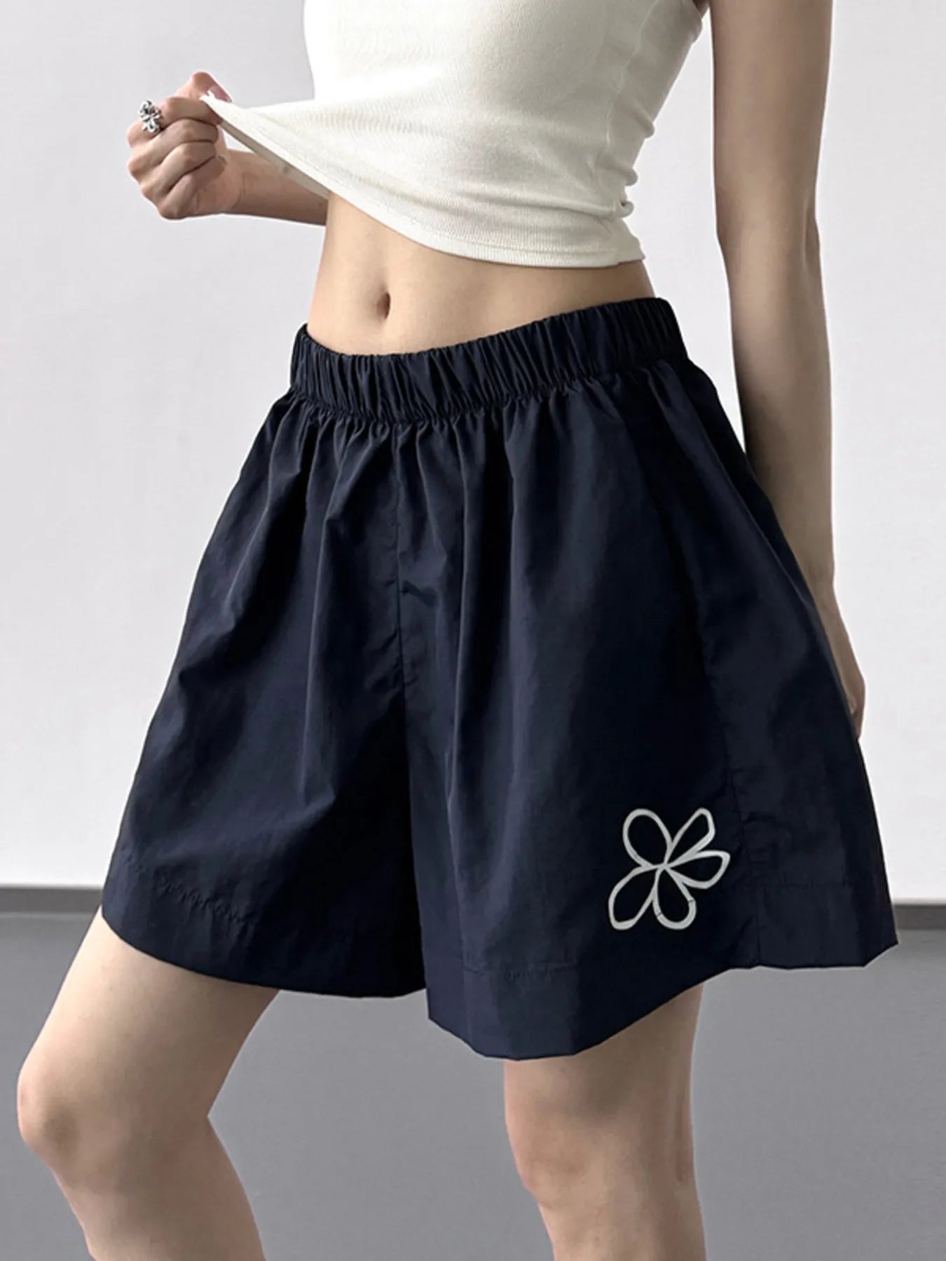 Elastic Waist Shorts Navy - Fashorio