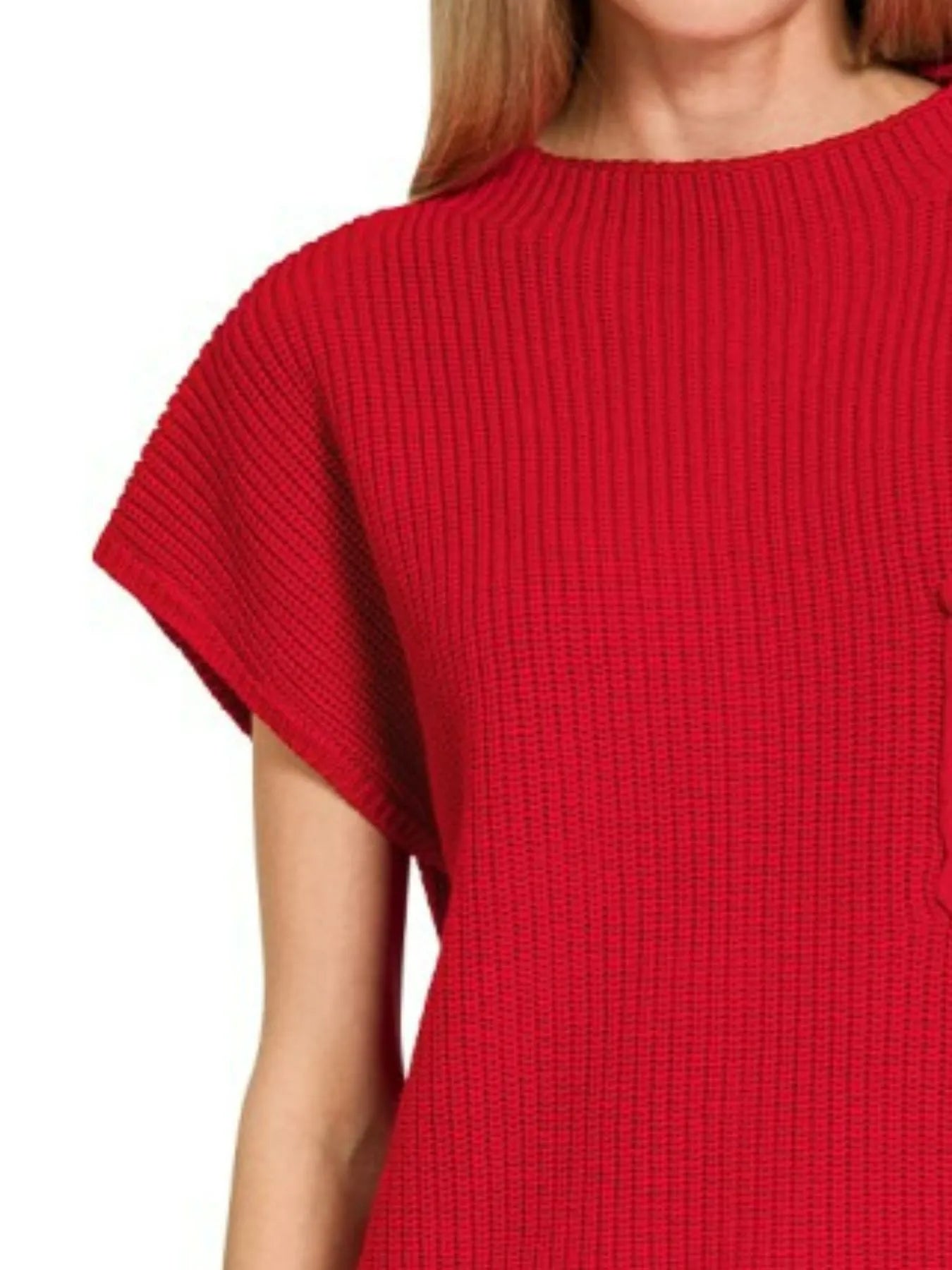 Zenana Mock Neck Short Sleeve Sweater - Fashorio
