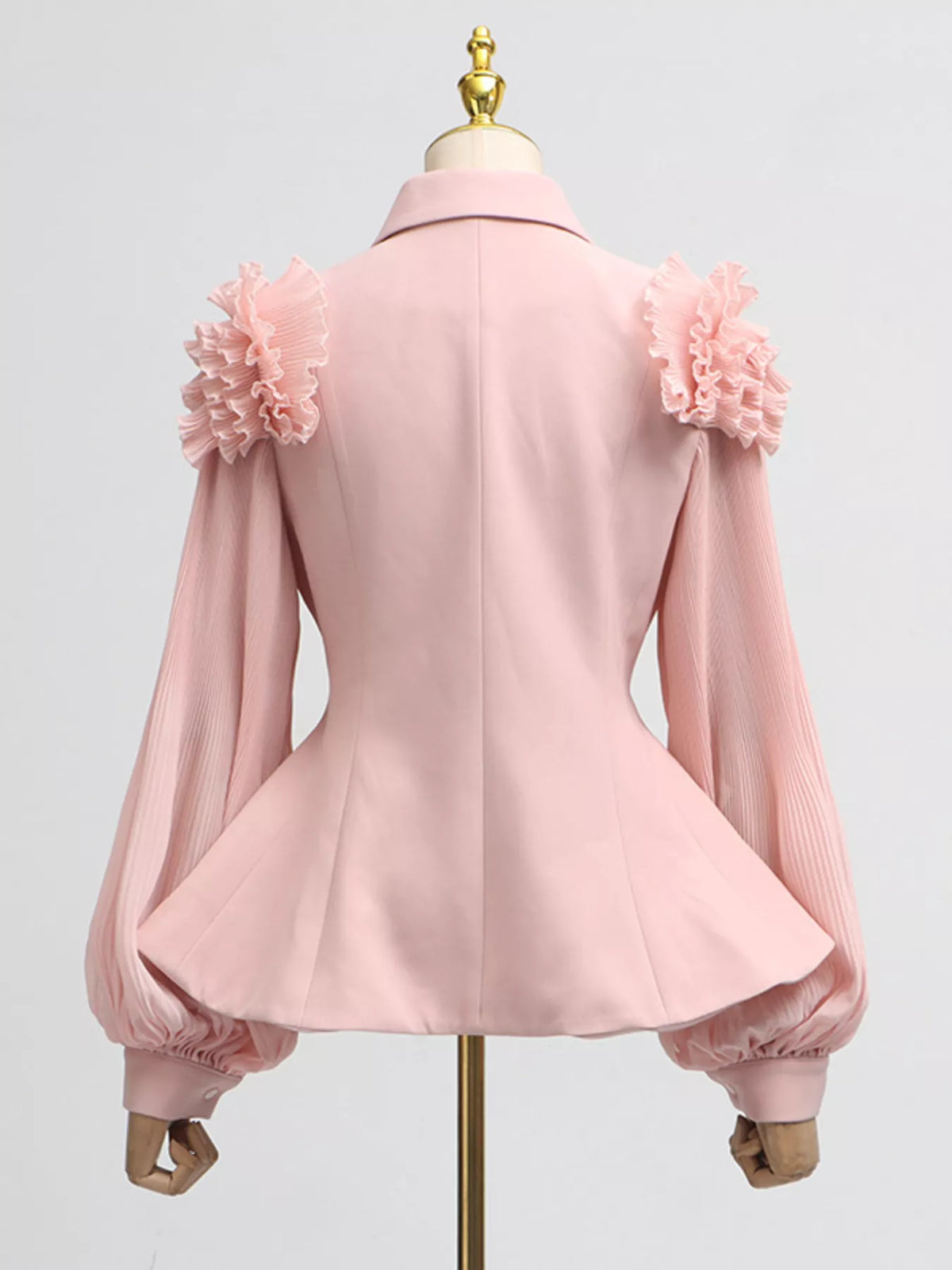 Frill Lapel Collar Top and Pleated Skirt Set, view 8