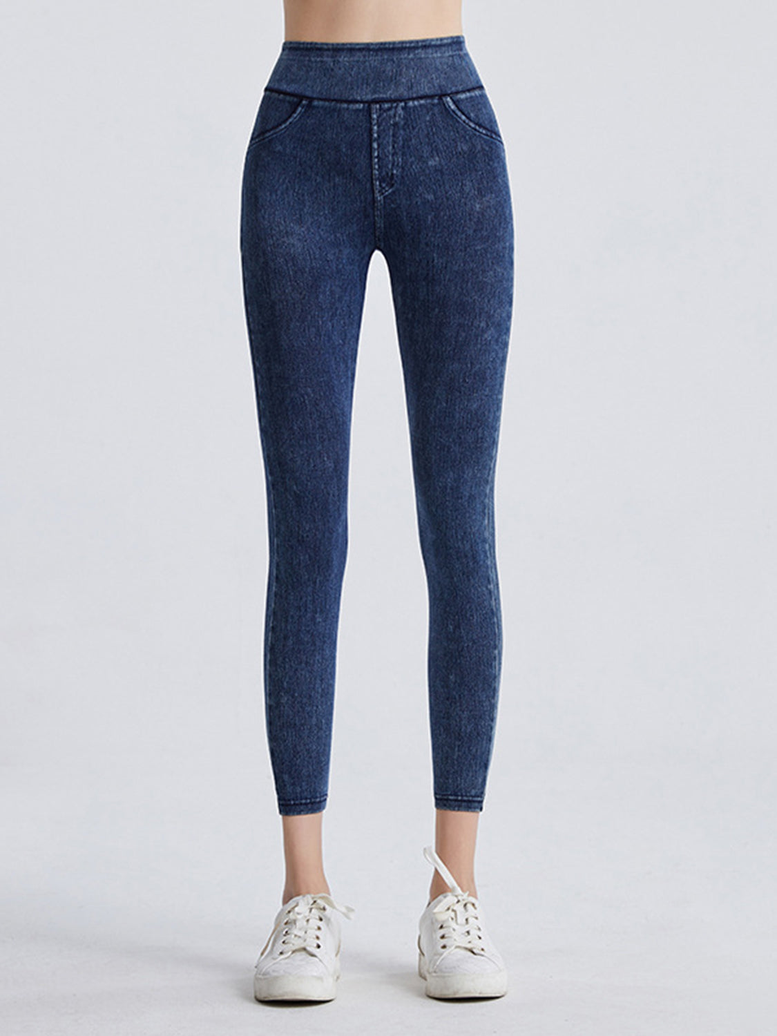 Wide band high rise sports leggings front view