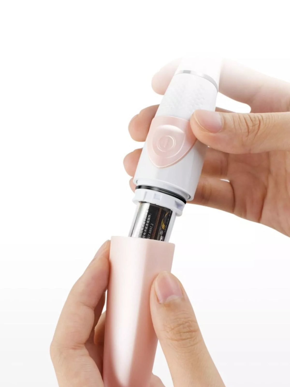 Pink epilator standing upright