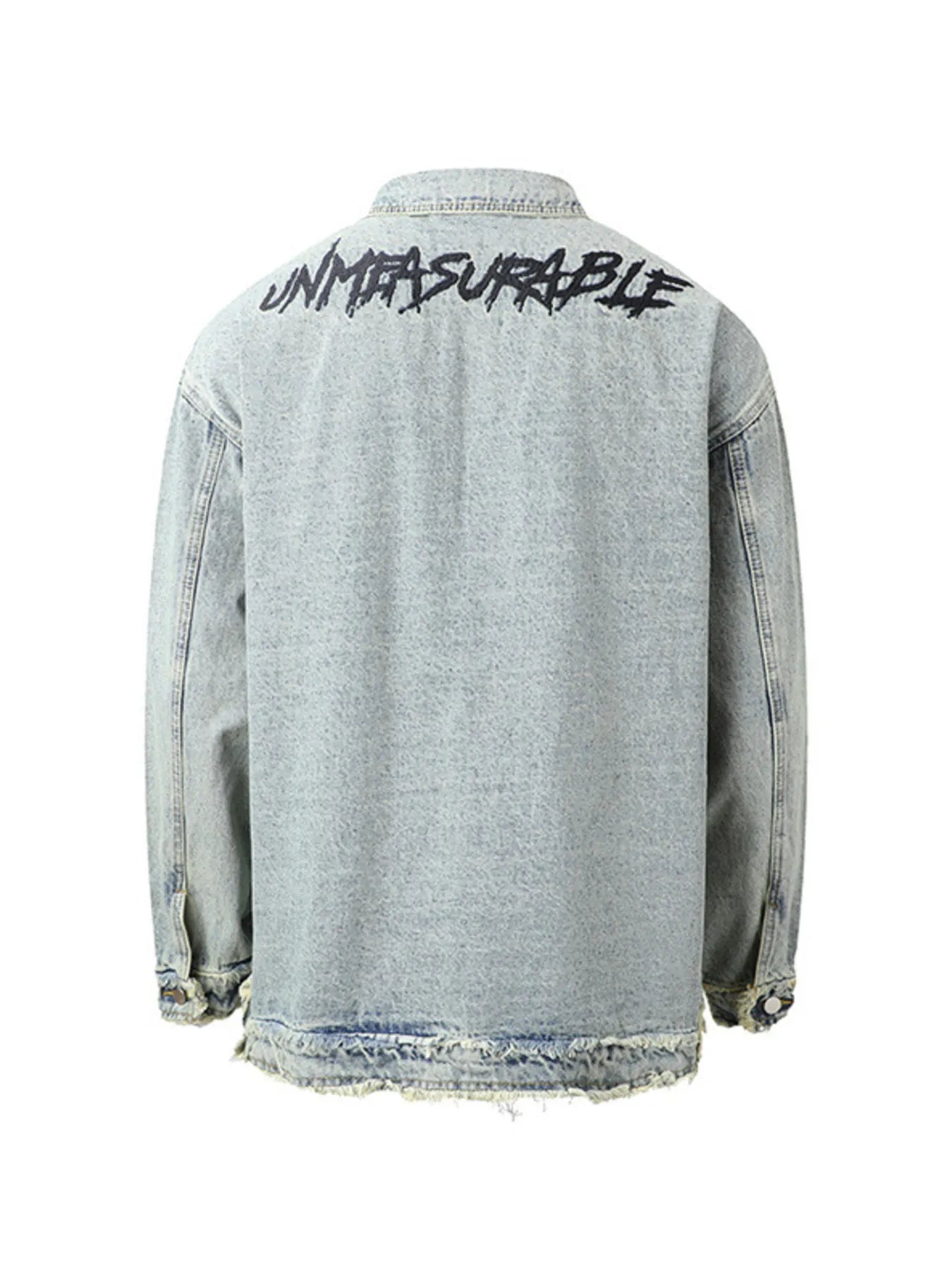 Men's Raw Hem Long Sleeve Denim Jacket - Fashorio