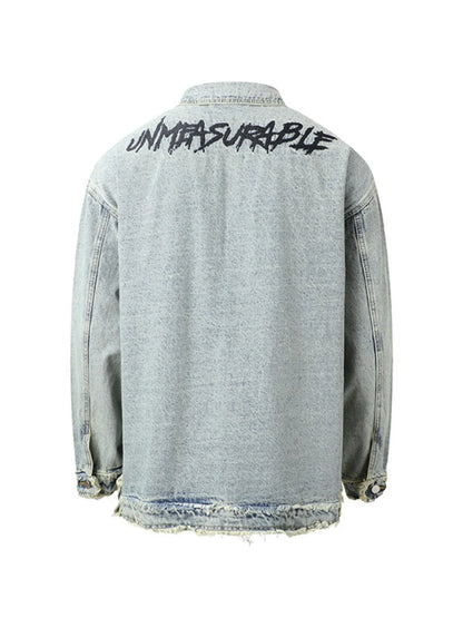 Men's Raw Hem Long Sleeve Denim Jacket - Fashorio