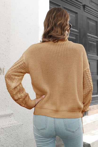 Cable-Knit Turtleneck Sweater - Fashorio