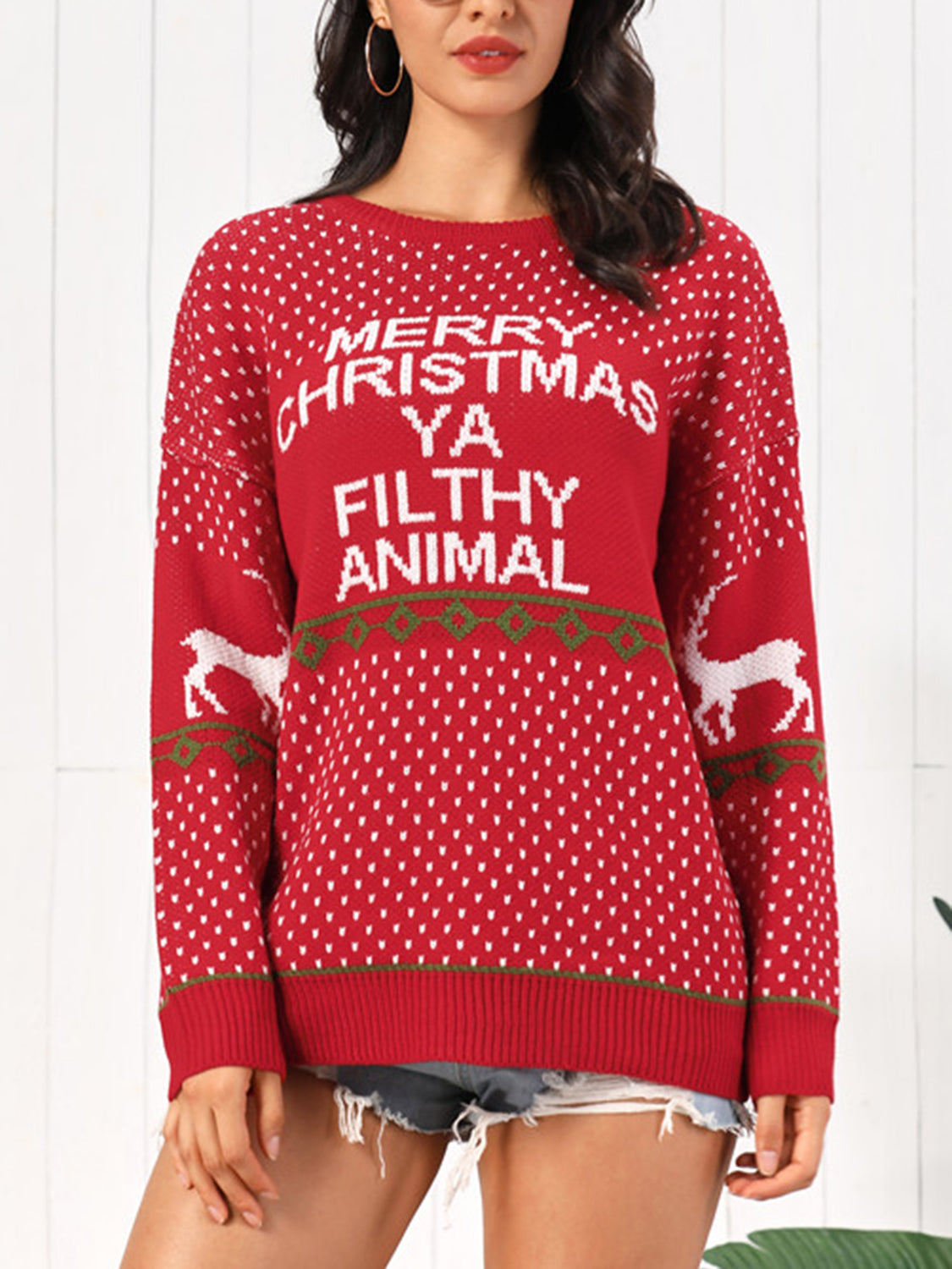 Christmas Element Round Neck Sweater - Fashorio