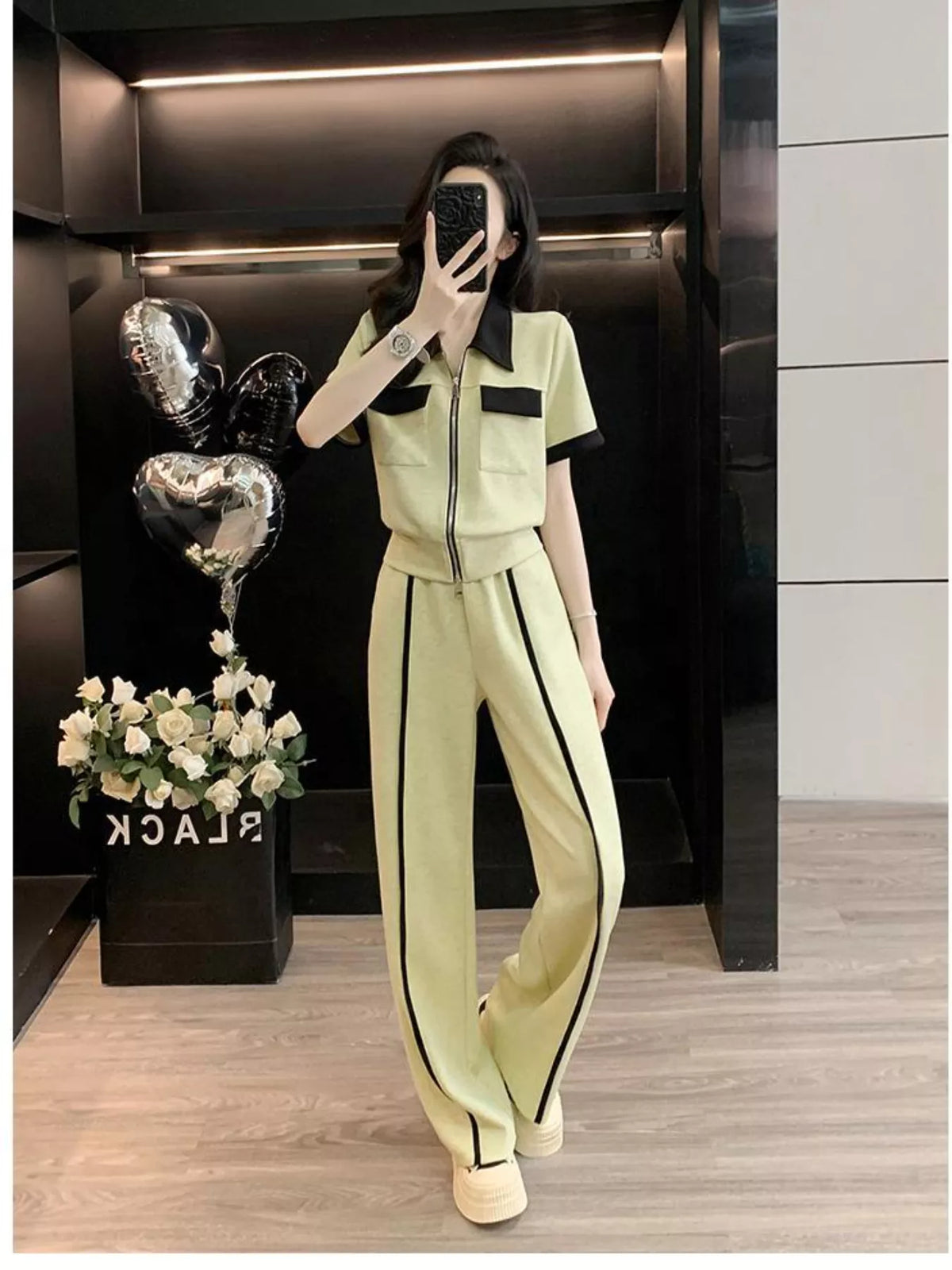 Beige coordinated set full length styling