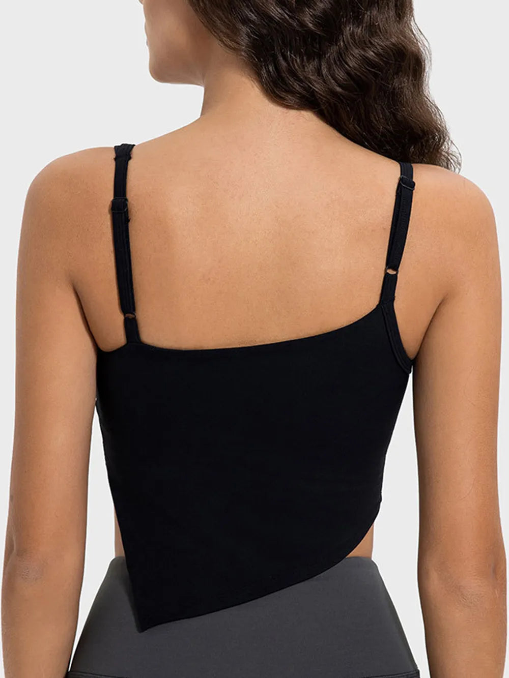 slit asymmetrical neck active cami front view