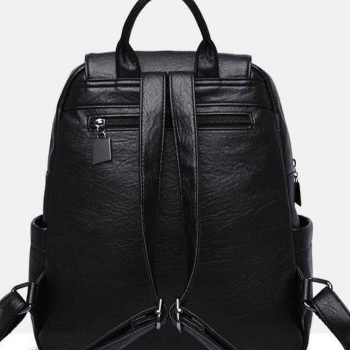 Leather backpack worn on shoulder