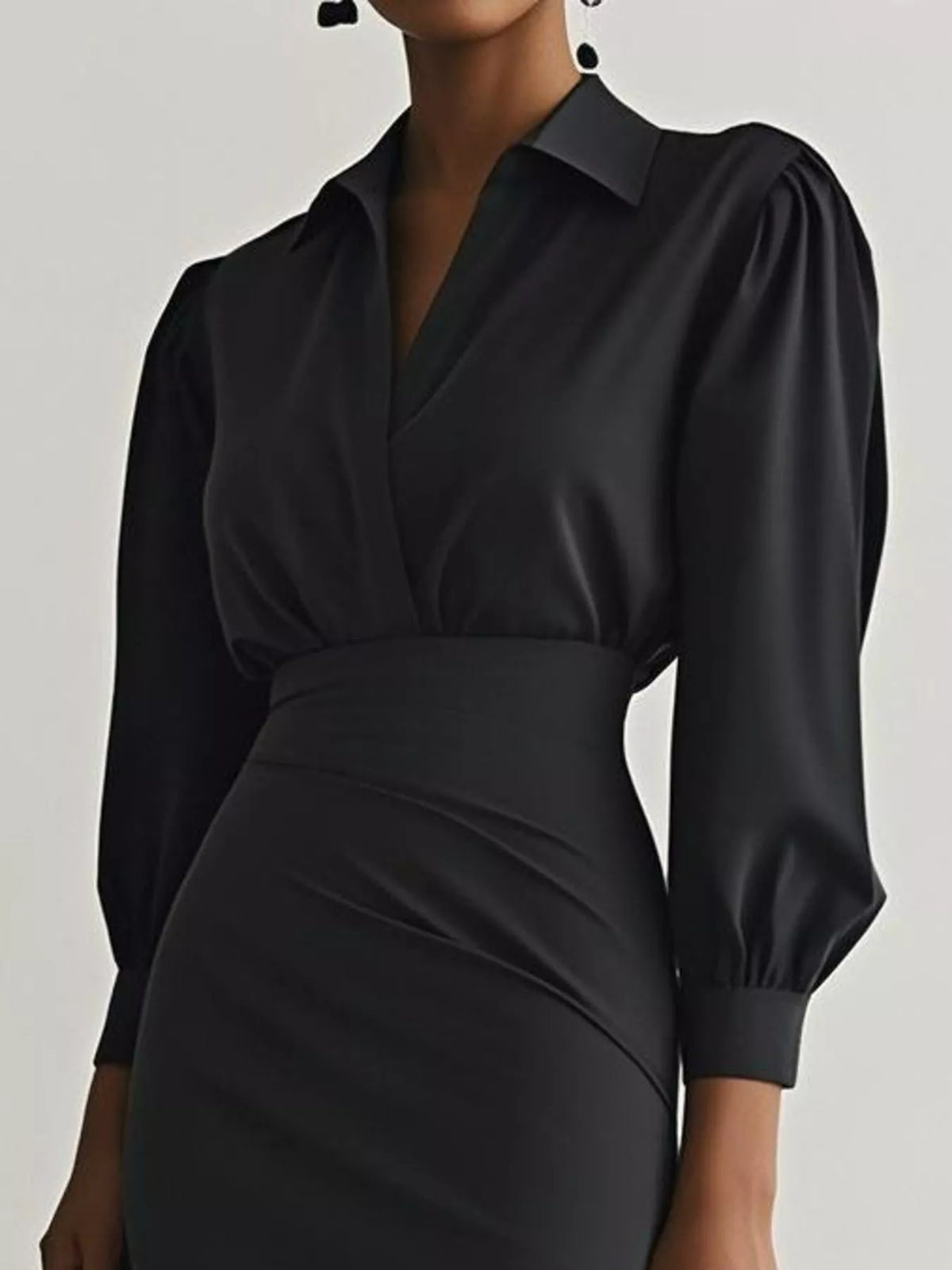 ruched midi shirt dress back view