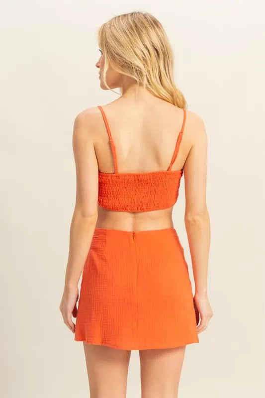 HYFVE Ruched Bra Top and Mini Skirt Set - Fashorio