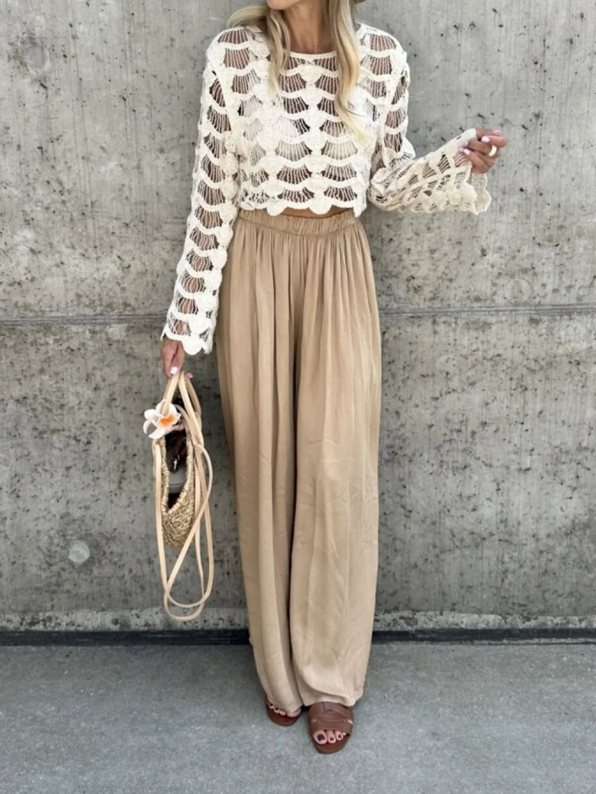 crochet long sleeve knit beach cover up sleeve detail