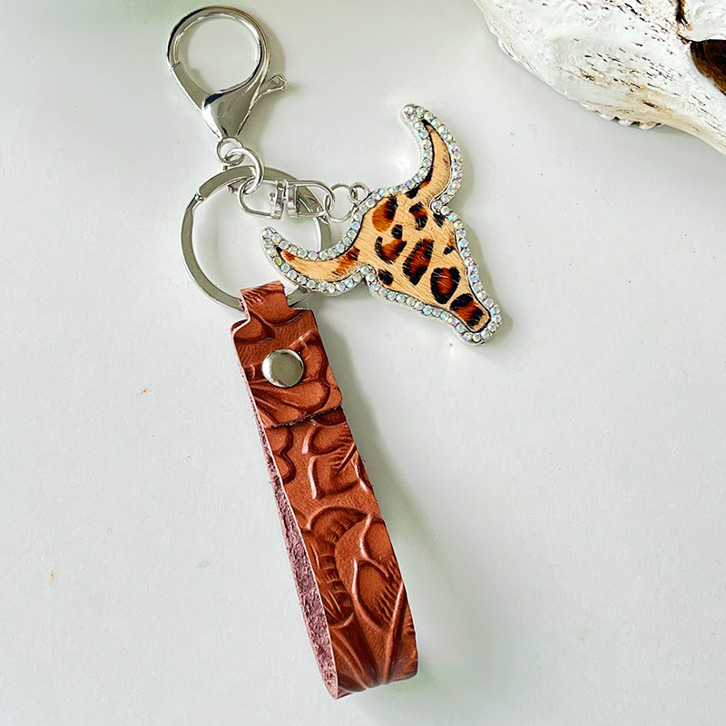Rhinestone Bull Keychain Style E One Size - Fashorio