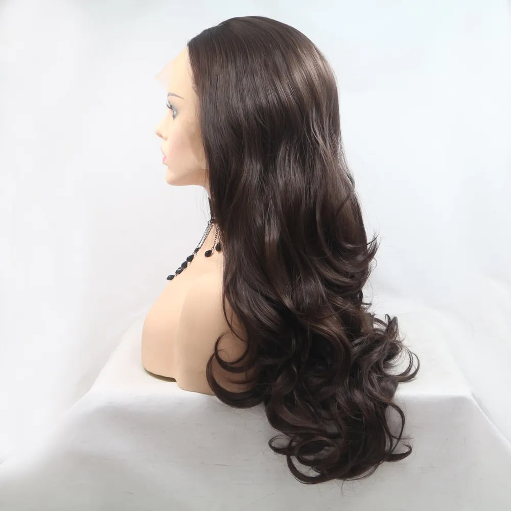Side view of the wavy lace front wig